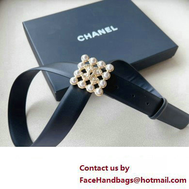 Chanel Width 3cm Metal  &  Glass Pearls calfskin belt AAA036 01 2024